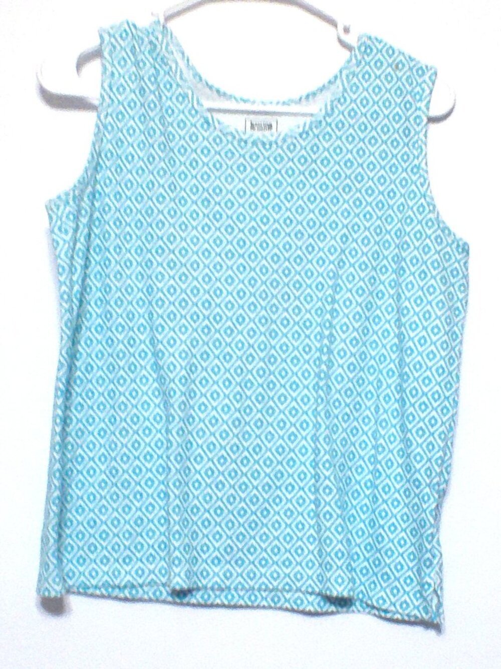 Hasting & Smith Women’s Small Blue Geometric Sleeveless Top Casual Cotton Blend